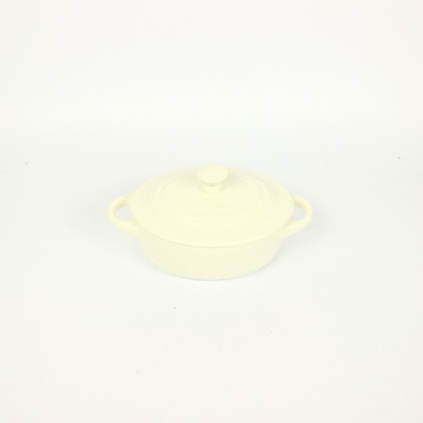 Mini Caçarola de Porcelana Oval Branca 200ml