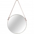 Espelho Redondo com Alça Off White e Marrom M