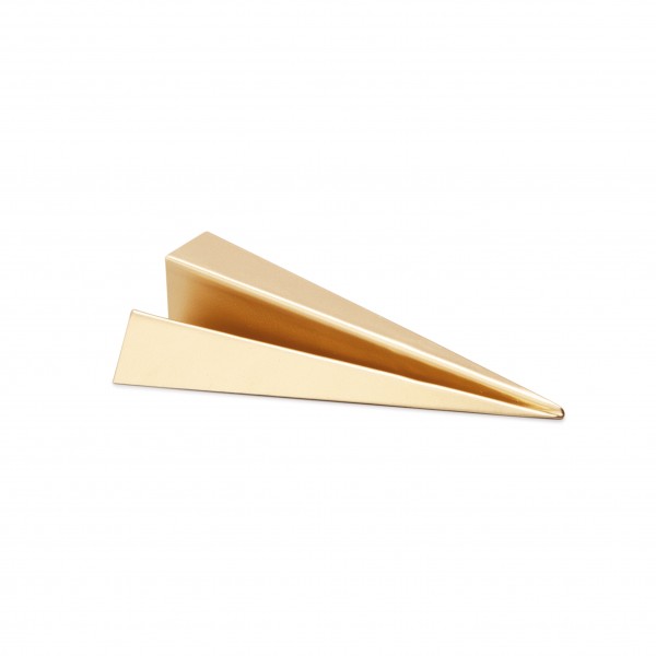 Escultura Avião de Papel Dourado em Metal