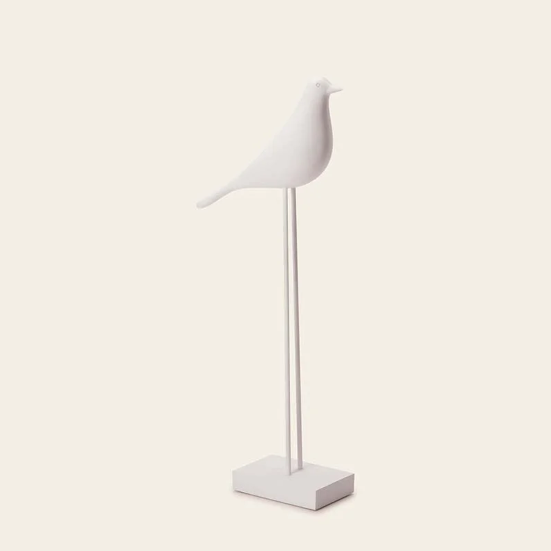Escultura Pássaro Branco 35cm