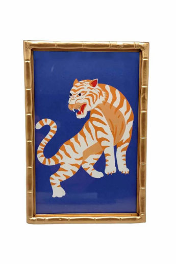 Porta Retrato em Metal Dourado Tigre 10x15